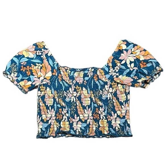 Aerie Cropped Floral Puff Sleeve Top, Size XS, NWT - Picture 1 of 9